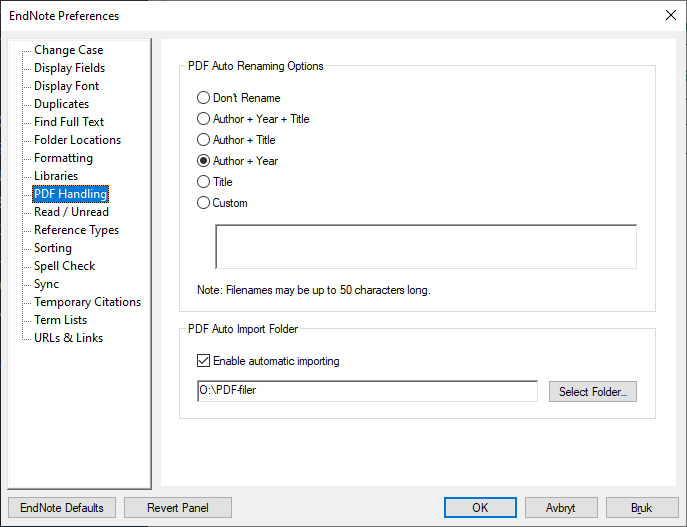 Bildet viser automatisk import av PDF-filer