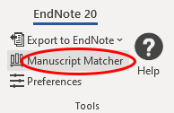 Bildet viser menyvalget for "Manuscript Matcher"