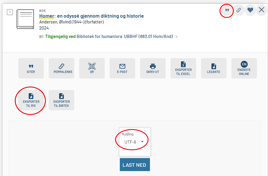 Bildet viser dialogen for nedlasting fra Oria